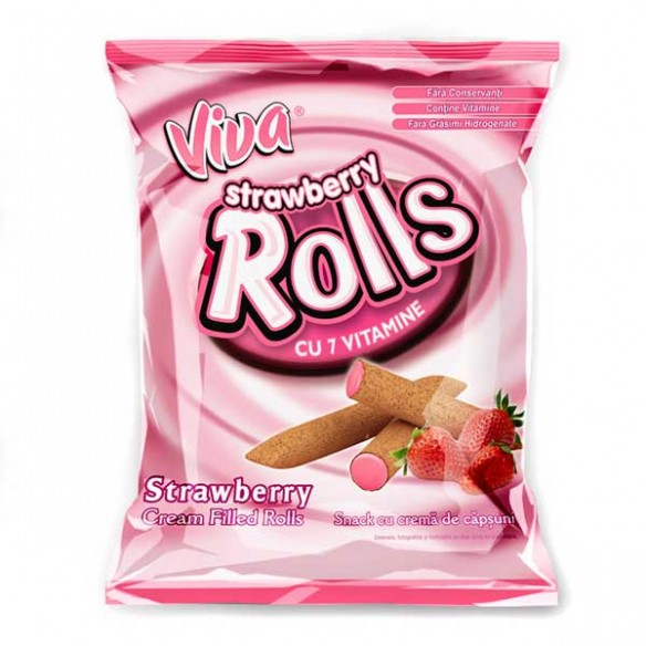Viva Strawberry Rolls Strawberry Cream Filled Rolls
