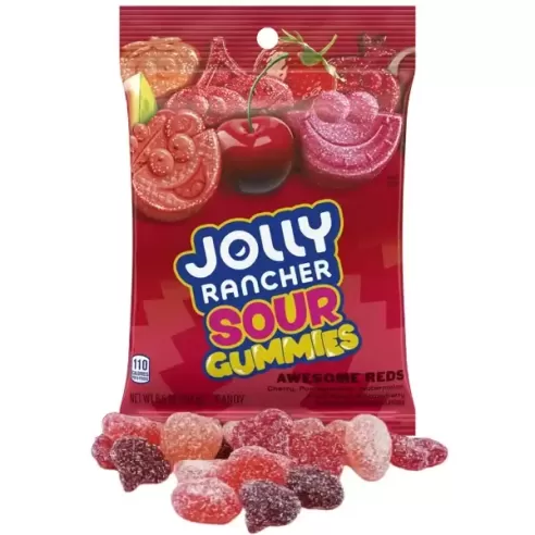Jolly Rancher Gummies Sour Awesome Reds Assorted Fruit Flavored Candy