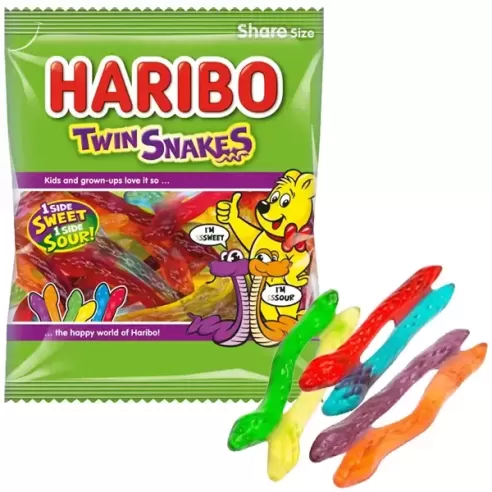 Haribo Twin Snakes Sweet and Sour Share Size