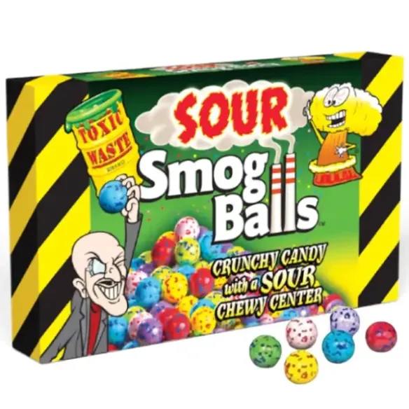 Toxic Waste Smog Balls Crunchy Candy Sour Chewy Center