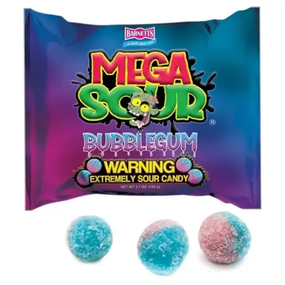 Barnetts Mega Sour Bubblegum Extremely Sour Candy