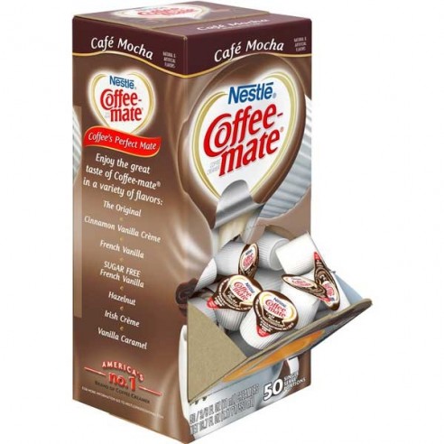 Coffee Mate Cafe Mocha Liquid Creamer Singles 50 Pack - 550 ml
