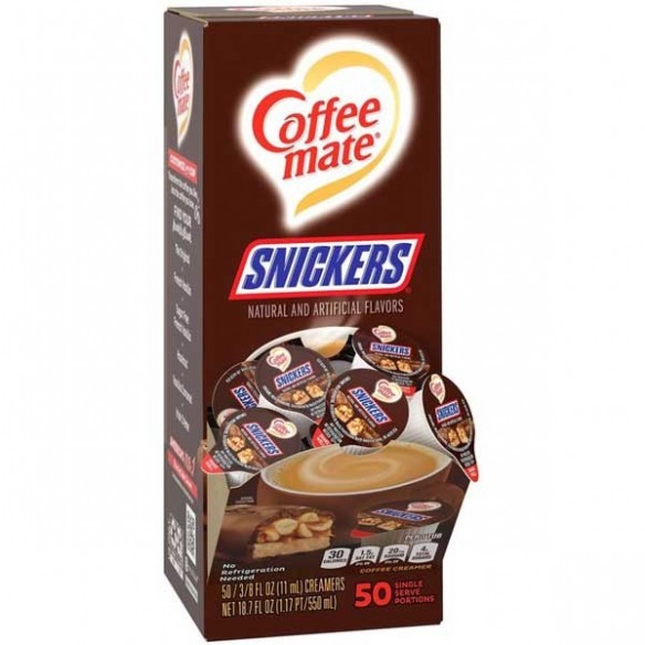 Coffee Mate Snickers Liquid Creamer Singles 50 Pack - 550 mL
