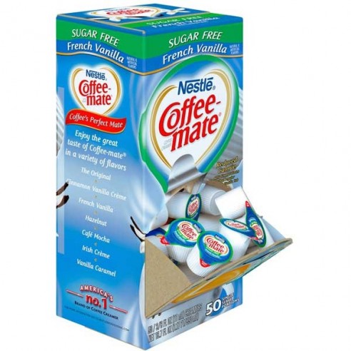 Coffee Mate Sugar Free French Vanilla Liquid Creamer Singles 50 Pac...