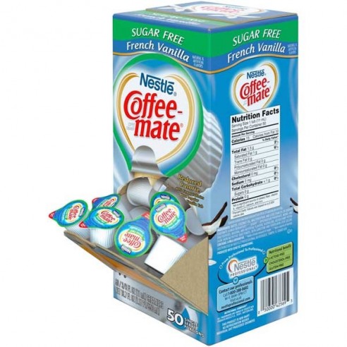 Coffee Mate Sugar Free French Vanilla Liquid Creamer Singles 50 Pac...
