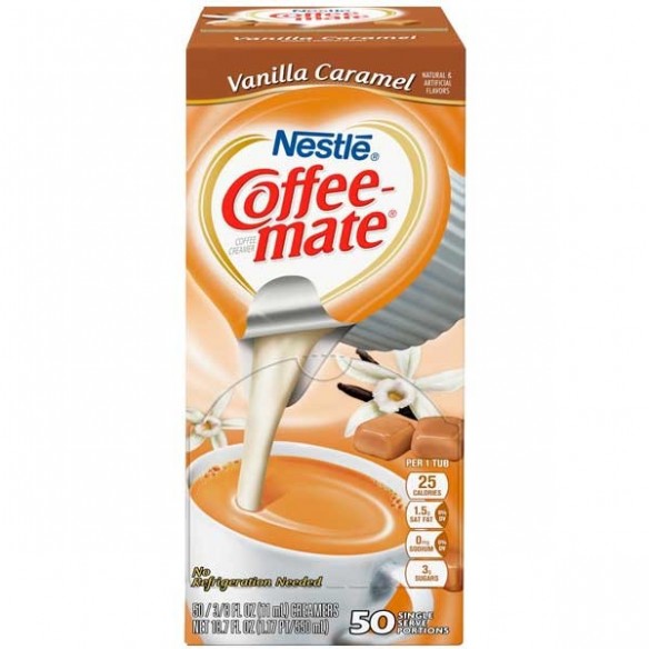 Coffee Mate Vanilla Caramel Creme Liquid Creamer Singles 50 Pack - ...